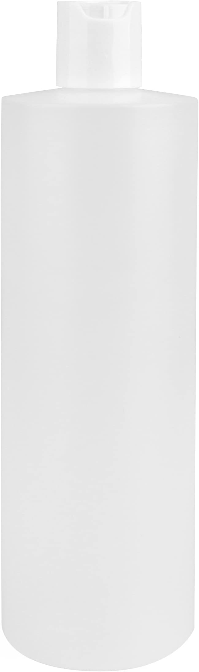 IMPRESA Round Plastic Bottles with Caps - Food-Grade Squeeze Bottles for Sauce, Condiments, Shampoo & Body Wash - 16 Oz, Pack of 3, Natural