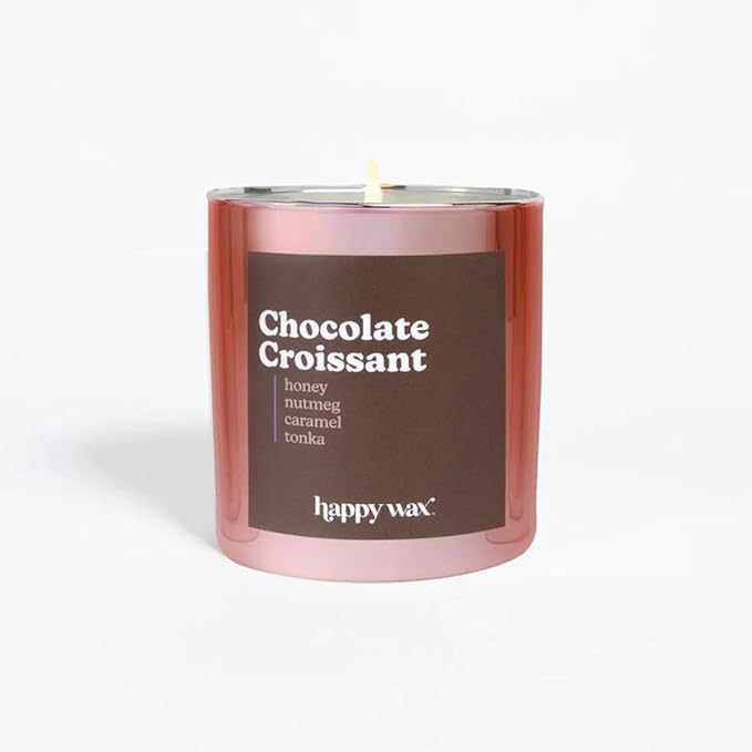 Happy Wax Chocolate Croissant All Natural Soy Wax 1 Wick Premium Scented Candle, Infused with Essential Oils, Long Lasting 30+ Hours of Burn Time
