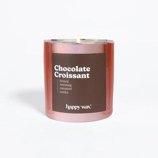 Happy Wax Chocolate Croissant All Natural Soy Wax 1 Wick Premium Scented Candle, Infused with Essential Oils, Long Lasting 30+ Hours of Burn Time