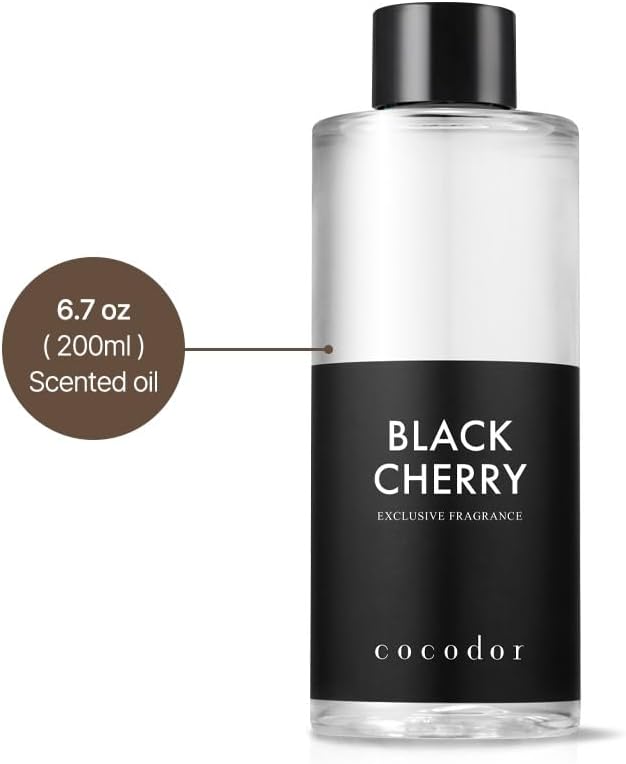 Cocod'or COCODOR Reed Diffuser Oil Refill/Black Cherry /6.7oz / 1 Pack/Aromatherapy, Home Fragrance, Scented Oils, Oils for Reed Diffuser, Bathroom Home Decor