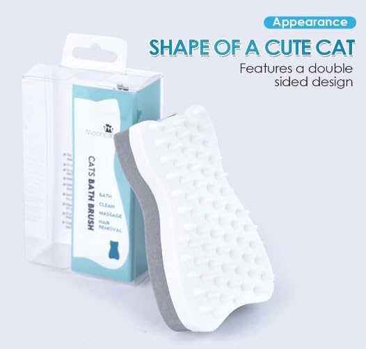 Mooncat Sensitive Cat Grooming Bundle – Waterless Foam Cat Shampoo with Detangling Brush (No Rinse, Licking Safe, Paraben-Free, 5oz) + Cat Ear Cleaner Finger Wipes for Wax Removal & Odor Control (40ct