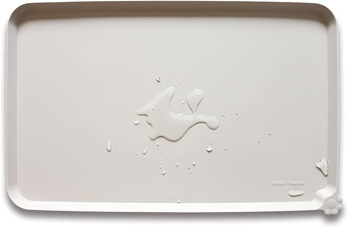 Hoki Found X-Large Silicone Non Slip Pet Food Mats - Tray for Dogs, Cats - Waterproof, Suitable for Carpet - Cream Brown