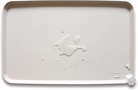 Hoki Found X-Large Silicone Non Slip Pet Food Mats - Tray for Dogs, Cats - Waterproof, Suitable for Carpet - Cream Brown