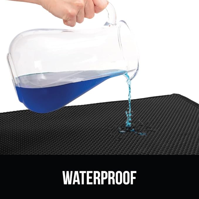 GORILLA GRIP Honeycomb Cat Litter Box Mat, Two Layer Trapping Waste Mats, Soft On Paws, Litter Box Supplies and Essentials for Indoor Cats, Traps Excess, Water Resistant for Floors, 30x24 Black