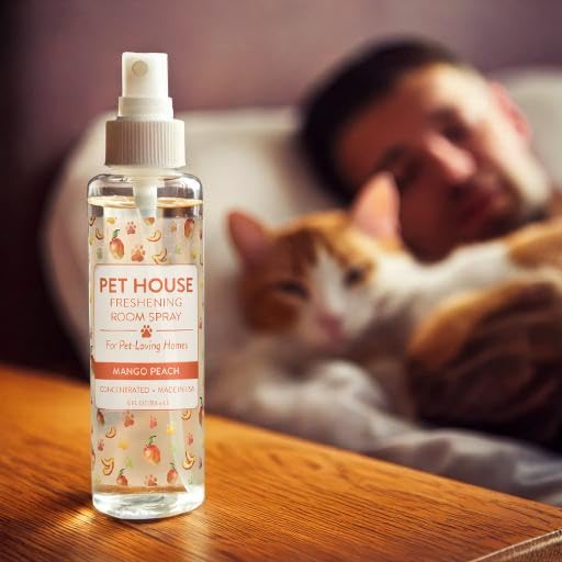 One Fur All Concentrated Room Spray 4 OZ Dog and Cat Friendly Air Freshener for Pet Odor, Mango Peach, Pack of 2