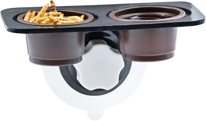 100 Cups + Feeding Ledge Enhanced, Reptile Amphibian Food Bowls and Water Dish, for Crested Gecko Lizard Or Other Small Pet Feeder Ledge Accessories Supplies, with Sustainable Cups