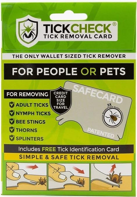 Tick Remover Card - Wallet Sized Tick Removal Tool with Free Tick ID Card & Testing Information - for People, Dogs, Cats (5)