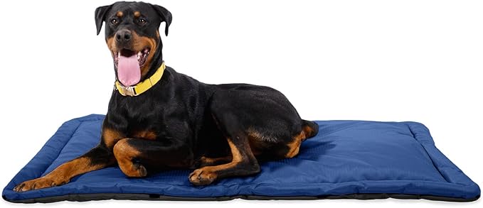 K9 Ballistics Tough Ripstop Dog Crate Pad - Durable, Machine Washable XL Kennel & Travel Mat for Extra Large Dogs, 47 x 29 Fits 48" Wire Crates, Blue Quartz