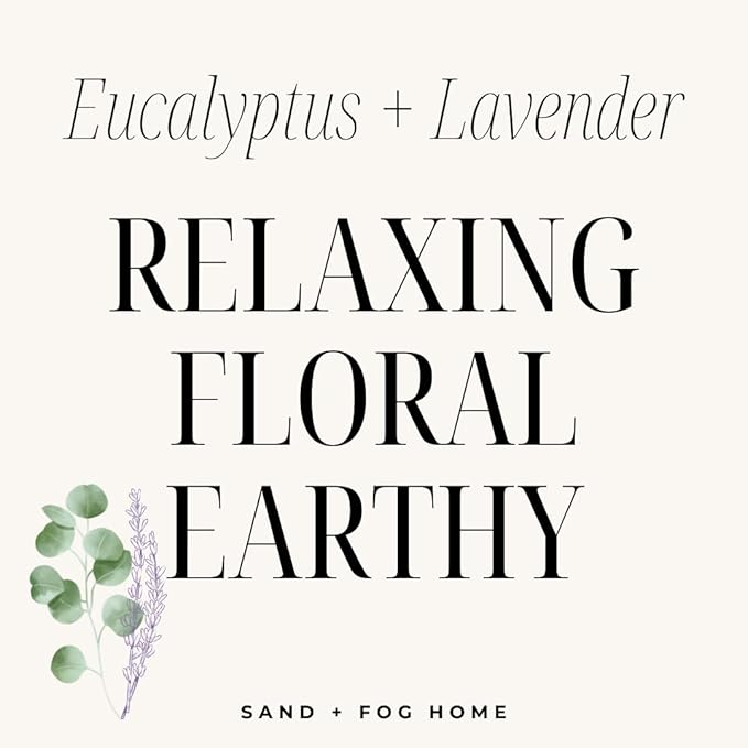 Sand + Fog Scented Candle - Eucalyptus & Lavender - Additional Scents and Sizes – 100% Cotton Lead-Free Wick - Luxury Air Freshening Jar Candles - Perfect Home Decor – 12 oz