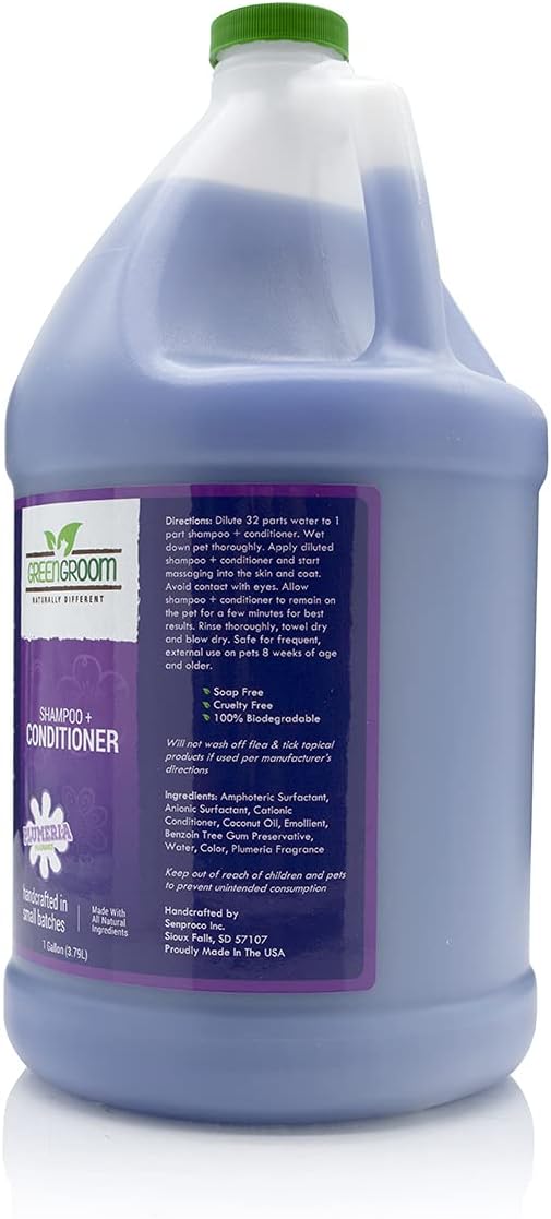 Green Groom Dog Shampoo Plus Conditioner, 1 Gallon | All Natural Ingredients, Detangles and Strengthens, Renews Moisture, 2 in 1, Detangler, Dematting