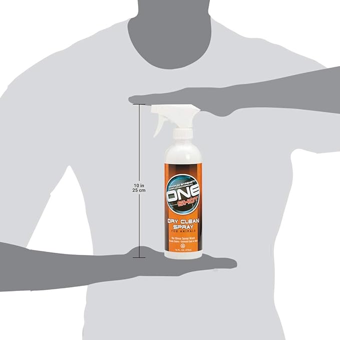 Best Shot One Shot Dry Clean Spray, Alcohol-Free Formula, Waterless Shampoo Spray for Pets, Safe for Dogs, Cats, and Horses, 16 Oz.