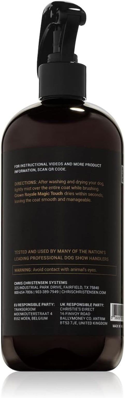 Crown Royale Magic Touch Formula 3 Pet Grooming Spray Ready-to-Use, No Heavy Build-Up, Finishing Spray, Prevents Coat Matting, Formulated with Conditioners, Made in USA, 16 oz