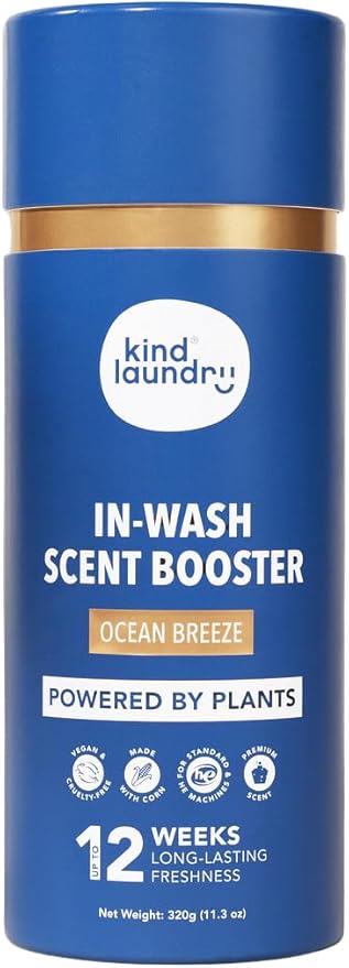 Kind Laundry In Wash Scent Booster Beads - Ocean Breeze - 100% Plant Based - Natural Laundry Booster Beads & Smell Deodorizer - Environment Friendly Odor Eliminator for Clothes (320 grams)