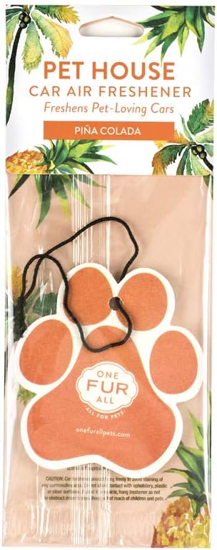 One Fur All Pet-Friendly Car Air Freshener - Pina Colada Pack of 4 - Non-Toxic, Long-Lasting Odor Eliminating Air Freshener for Small Spaces & Cars