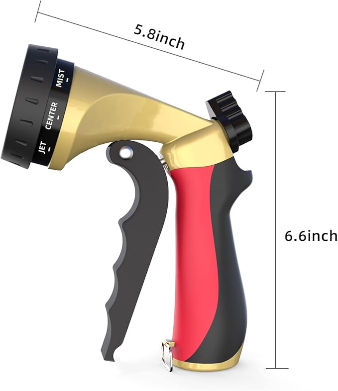 Heavy Duty Garden Hose Sprayer Nozzle, Water Hose Nozzle with 7 Spray Patterns, High Pressure Garden Sprayer with Adjustable Button & Lockable Trigger for Watering Plants & Lawns, Washing Cars, Pets