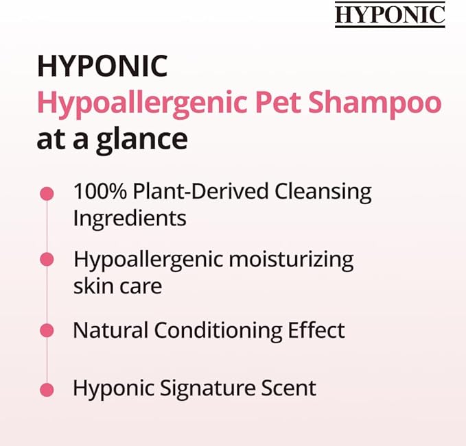 HYPONIC Hypoallergenic Premium Dog Shampoo - Deodorizing, Sensitive Skin, Detangling (All Breeds_unscented (10.1 oz))