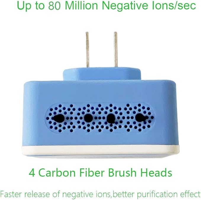 Ionizer Air Purifier/Plug In Air Purifier [Upgraded] with Ion Technology, Cat Litter Deodorizer Odor Eliminator for Purifying Pet Odors, Various Smell, Etc(Blue,2-Pack)