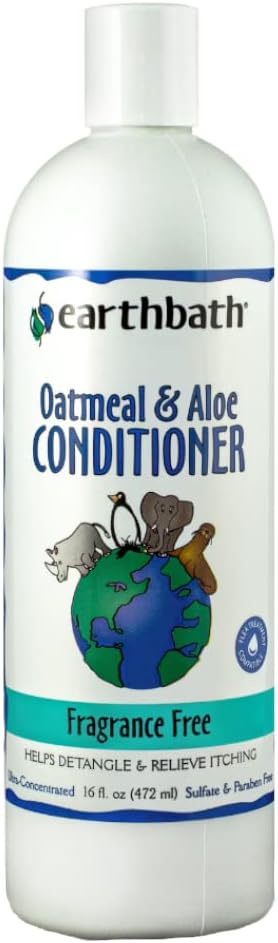 earthbath Oatmeal & Aloe Dog Conditioner- Helps Allergies, Itching, & Dry Skin, Cruelty-Free Pet Conditioners, Fragrance-Free Dog Wash- 16 oz (1 Pack)