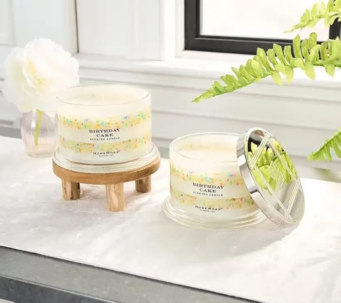 HomeWorx by SLATKIN + CO. Candle- Birthday Cake, 18 oz. Premium Scented Candle - 30-55 Hours Burn Time