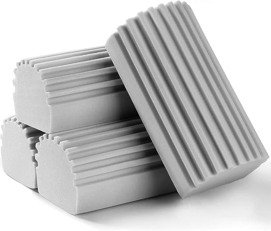 4-Pack Damp Duster Sponge, Clean Everywhere Easily- Clean Blinds, Baseboards, Washbasin, Glass, Sofa, Railings, Wood, Stain, Pet Hair, Mirrors(Grey)