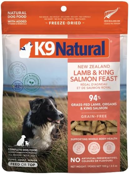 K9 Natural - Grain Free Freeze Dried Dog Food Topper - Lamb & Salmon, 3.5oz