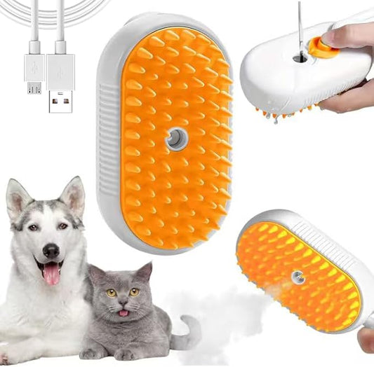 3 in 1 Cat Steam Brush, Rechargeable Steam Pet Brush for Dog,Cat and Other pet Anti-Static, Cleaning, Shedding & Combing All in One