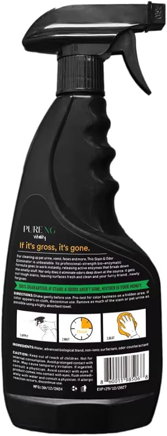 PNG Vitality Stain & Odor Eliminator – 16.9oz Pet Odor Neutralizer for Home, Carpets, Upholstery, Effective on Urine, Vomit, Feces Cat & Dog Urine Destroyer, Carpet Cleaner Spray for Lasting Freshness