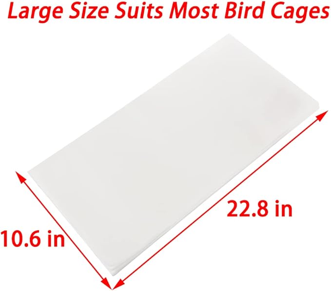 100 Pcs Large Size Bird Cage Liner Papers, Non-Woven Bird Cage Liners, Precut Absorbent Pet Cages Cushion (22.8 inch x 10.6 inch)