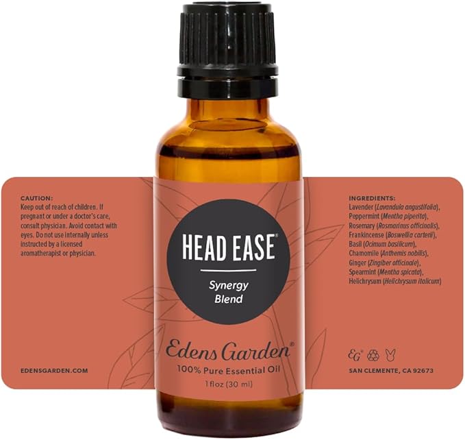 Edens Garden Head Ease Essential Oil Blend- 100% Pure Premium Grade, Undiluted, Natural, Therapeutic, Aromatherapy, The Best for Skin, Face, Humidifiers 30 ml (1 fl oz)