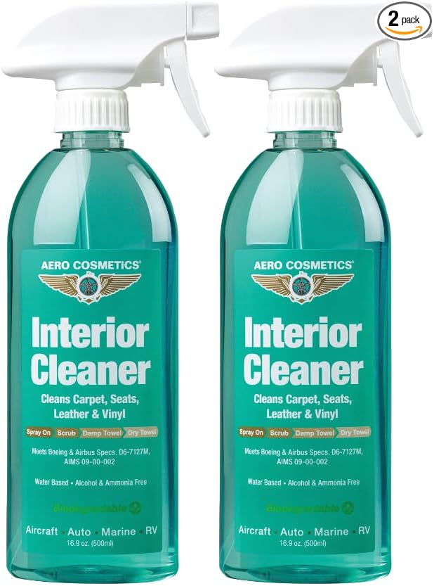 Interior Cleaner, Carpet Cleaner, Seat Cleaner, Fabric Cleaner, 16.9 Fl oz (2-Pack) Aircraft Quality for your Car Boat RV Meets Boeing and Airbus Specs