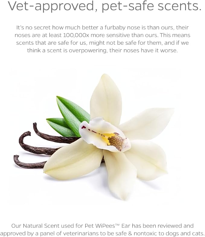 Ear Pet WiPees™ – 100 Ear Wipes for Dogs & Cats, All Natural Dog Ear Wipes for Infection & Itchy Ears, Gentle Cat & Dog Ear Cleaner for Daily Hygiene (Natural, 100ct)