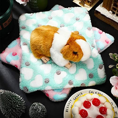 Jetec 4 Pcs Guinea Pig Bed Mat 11" x 10" Bunny Beds for Rabbits Indoor Washable Small Animal Bed Plush Sleeping Pad for Rat Hedgehog Sugar Glider Chinchilla Squirrel Dogs Cats Ferrets Hamster