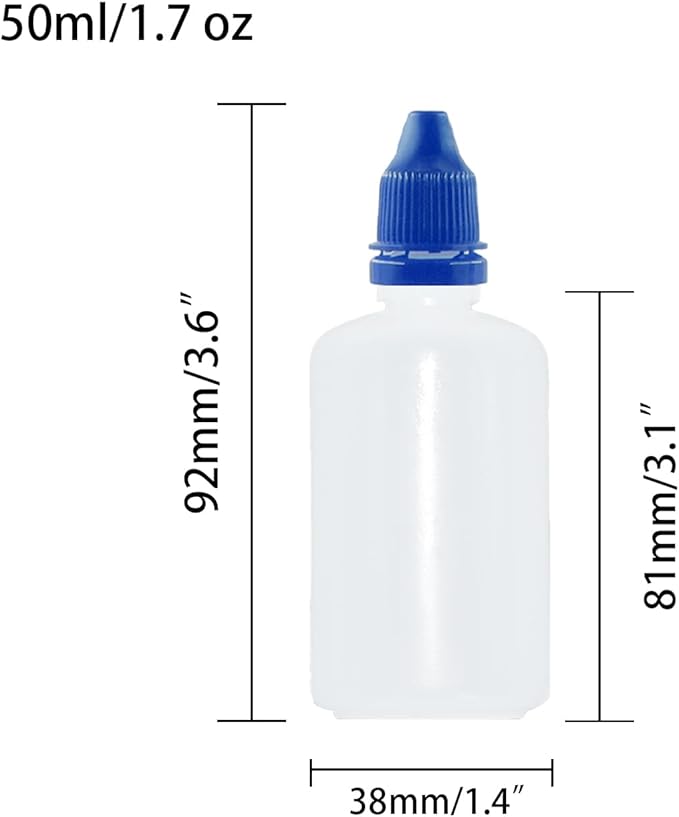 12 Pcs Dropper Bottles, 50ml/1.7 oz Empty Squeezable Small Mouth Dropper Bottle, Liquid Dropper Bottle with Blue Cap