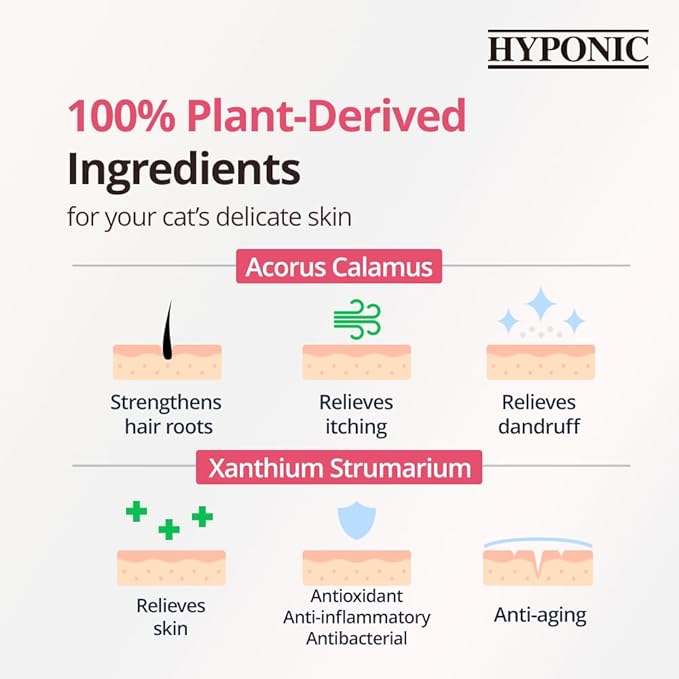 HYPONIC Hypoallergenic Premium Shampoo for All Cats (Scented, 10.14 oz) - Cat Shampoo for Dry Skin, Dandruff, Allergy