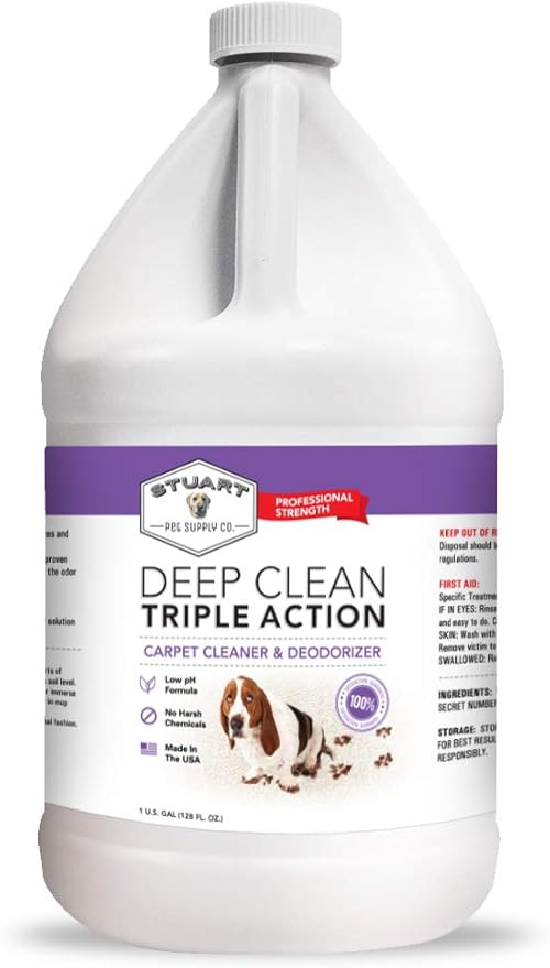 Professional Strength Deep Clean (Gal.) 3X Carpet Cleaner Solution & Deodorizer, Concentrated Encapsulating Carpet Shampoo, Pet Odor & Dirty Carpet Cleaning Solution 128 fl oz.