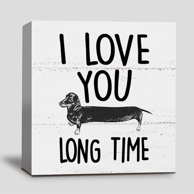 Funny Dachshund Decor, Dog Lovers Gift, Dachshund Gifts for Women, Wood Box Sign Block for Home, 5 x 5 Inch