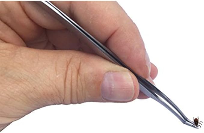 eTradewinds Tick Remover Tool Kit Tweezers & Tick Identifier Card - Hygienic All Stainless Steel Tick Removal Instrument Ideal for Human, Dog, Cat & General Pet Tick Puller w/Leather Case