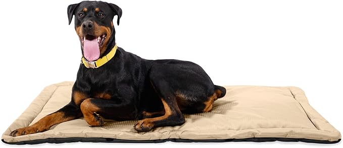 K9 Ballistics Tough Ripstop Dog Crate Pad - Durable, Machine Washable XL Kennel & Travel Mat for Extra Large Dogs, 47 x 29 Fits 48" Wire Crates, Sandstone