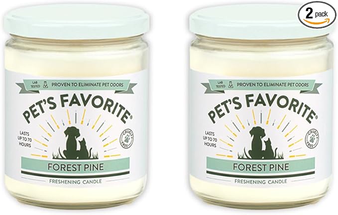 Pet's Favorite Plant Based Scented Candles with a Cotton Wick, Clean Burning Pet Candles with a 70 Hour Burn Time, Forest Pine Pack of 2