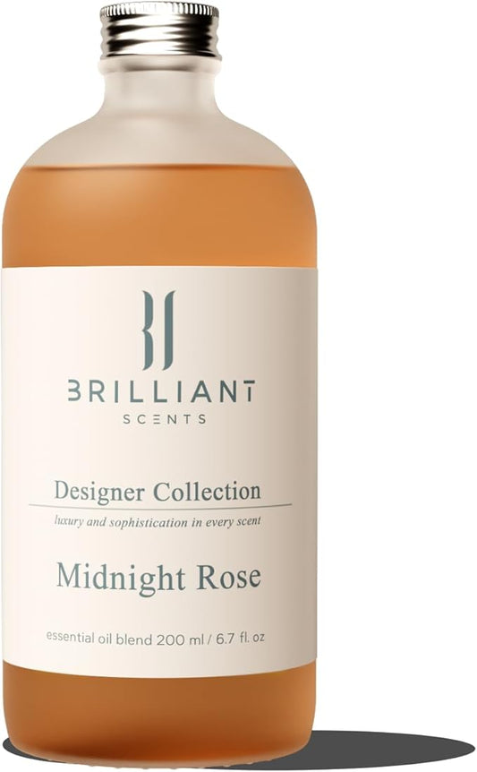 Brilliant Scents Midnight Rose Fragrance Oil 200ml - Premium Diffuser Oil for Home, Office, Hotels - Long Lasting, Plant-Based, Meets IFRA Standards, USA-Made - Rose, Vetiver, Tonka Bean