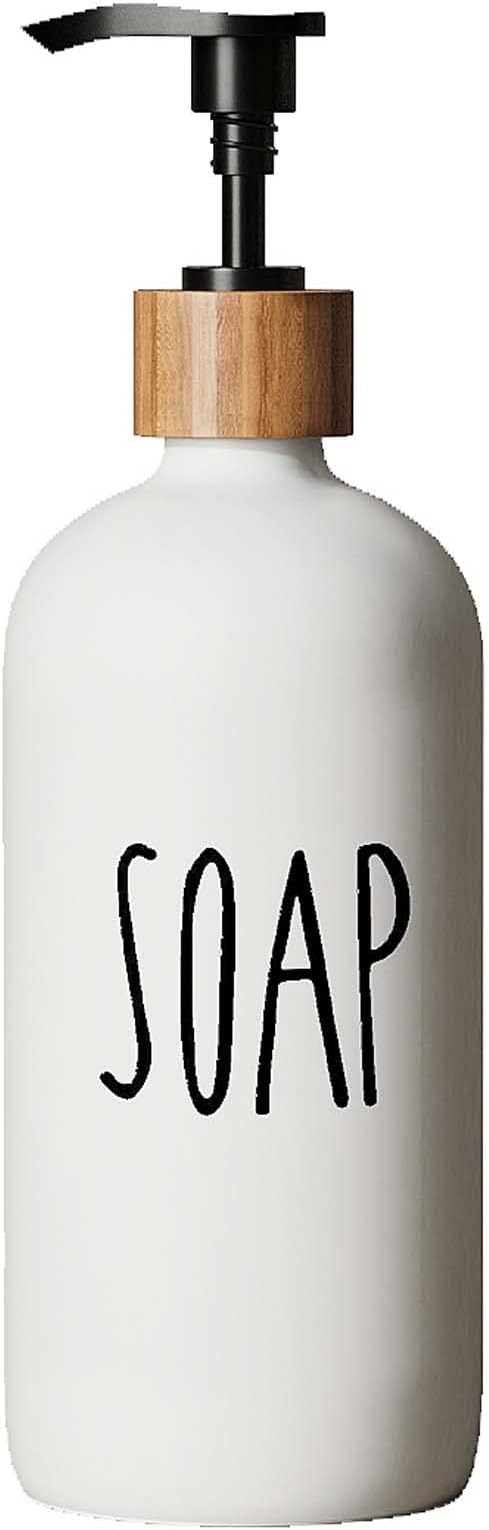 Soap Dispenser,Dish Soap Dispenser for Kitchen Sink.Glass Hand Soap Dispenser, Modern Farmhouse Decor Dish Soap Dispenser for Bathroom,Kitchen Sink Decor