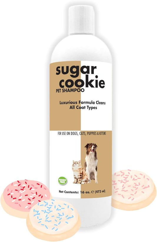 Sugar Cookie Pet Shampoo 16 oz. for Dogs & Cats | Long-Lasting Odor Eliminator | Biodegradable and Non-Toxic | Made in USA