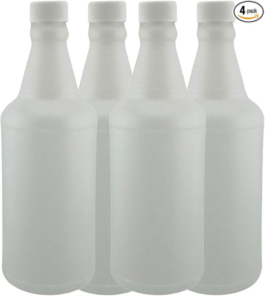 Quality Chemical Reusable 32 Oz Plastic Spray Bottle – BPA-Free, Leak-Resistant, Secure Screw-on Lid, Ergonomic Grip, BPA Free, HDPE Plastic, Stackable, Versatile Design for Storage (Pack of 4)