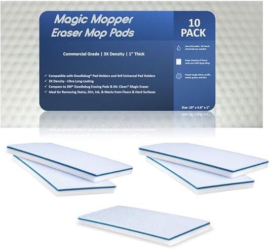 4610 Eraser Pads - 10 Pack 4.5" x 10" x 1" Commercial Grade Melamine Sponges for Floor, Tile, Grout, Baseboard, Walls-Durable & Versatile Cleaning - Pack of 10
