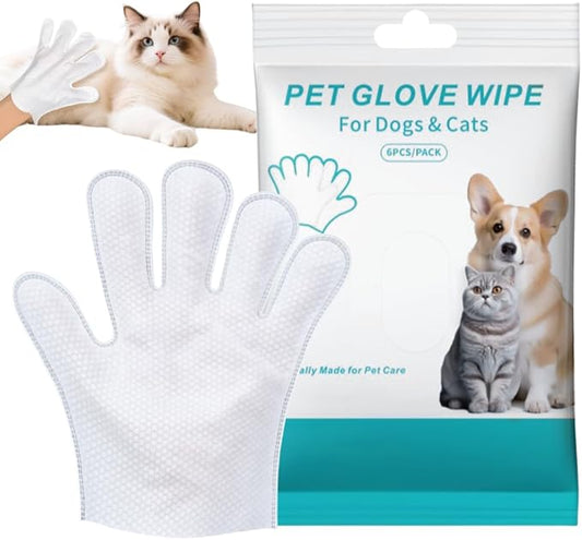 Rinse Free Dog Shampoo Mittens, 2025 New 6 Pcs Pet Bath Wipes Portable Pet Bathing Gloves, No Rinse Pet Care Wipes Easy Wipe Paws and Body Cleaning Mitts for Pet Owners Home Use (1)