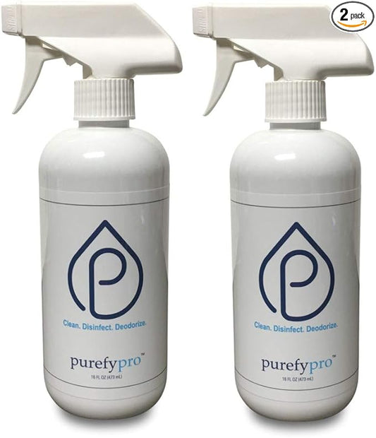 Purefypro Disinfectant Spray (500ml, 2pk) Purefypro Disinfectant Spray (1.7oz, 6 Pack) - No Rinse. No Residue. Kills 99.9999% Norovirus, Flu Virus, and Fungi, Drug Resistant Germs.