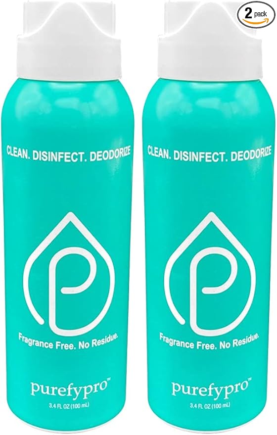 Purefypro Disinfectant Airesol Spray (100ml, 2 Pack) Eliminate 99.9999% Virus and Germs. No Residue. No Rinse. Travel Size.