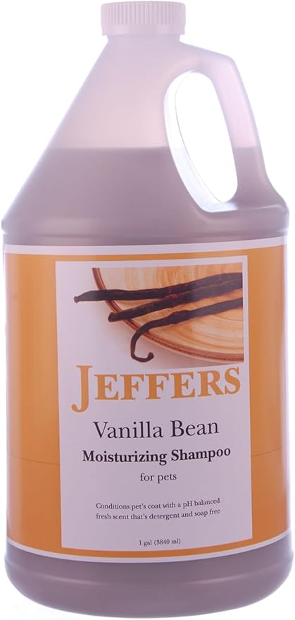 Jeffers Pet Moisturizing Shampoo – Coconut Vanilla Bean Scent, pH Balanced, Soap Free, Detergent Free Dog and Cat Shampoo for Sensitive Skin, Puppies, Rabbits, Ferrets – Grooming, Bathing, 1 Gallon