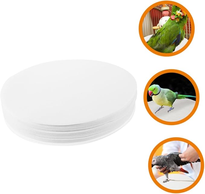 100pcs Round Bird Cage Liners Absorbent Parakeet Cage Cushions for Pet Birds Breathable Non-Toxic Accessories Easy Cleanup and Leak-Resistant Pads for Parrots