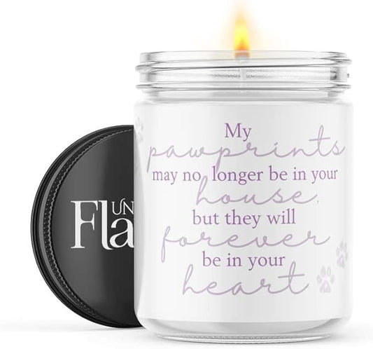 100% USA Handmade Non-toxic Soy Wax Candle - Soft Floral Scent, 120hr Burn, Soot Free, Cotton Wick, 16oz - Sympathy Gift for Pet Dog Loss (Pawprints On My Heart, Gardenia)